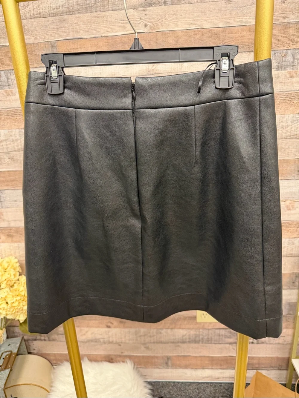 J. Crew. Black Faux Leather Mini Skirt